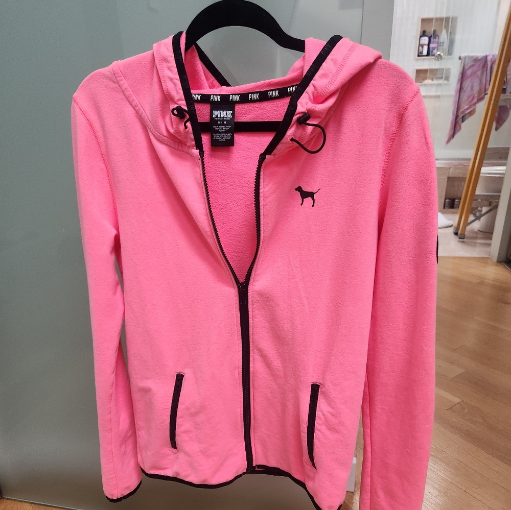 Love pink full zipper hoody sweater medium